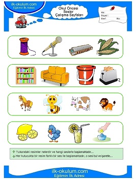 Çocuklar İçin Farklı Sesi Bul Çalışma Sayfaları 